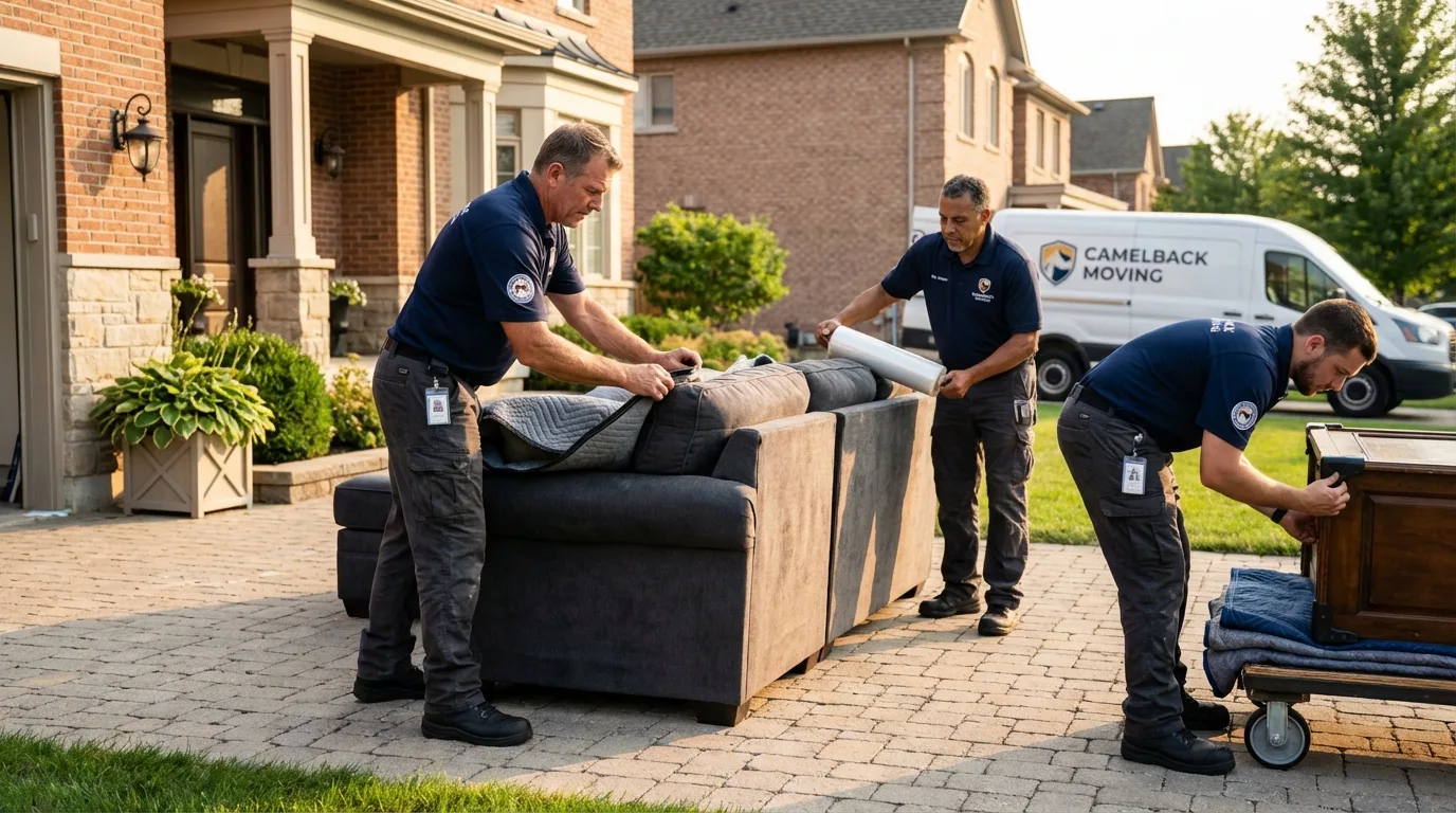 Large estate moving crew wrapping furniture in Slaton, TX